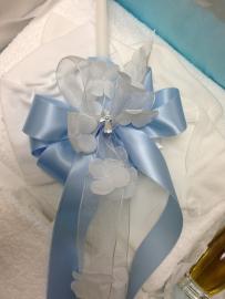 Soft blues and white for this very precious baby.  Complete baptismal set ready to go to the church.  