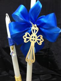 May be made with various ribbon colors.  Gold Crosses can be used for christmas ornaments or hang in your home altar. 