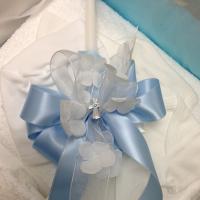 Soft blues and white for this very precious baby.  Complete baptismal set ready to go to the church.  