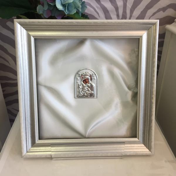 Greek Wedding Crown Case with white satin lining and silver icon. Please check online store for availability.